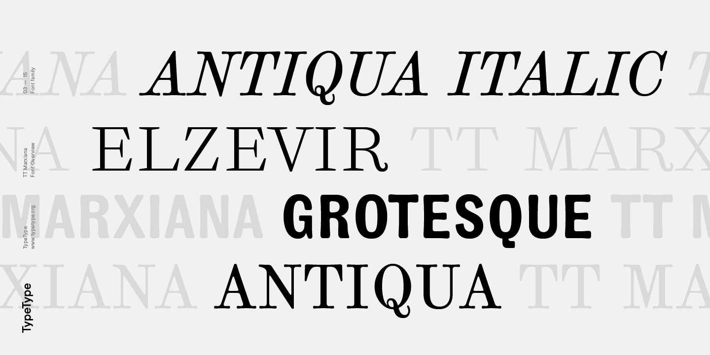 Ejemplo de fuente TT Marxiana Antiqua Italic